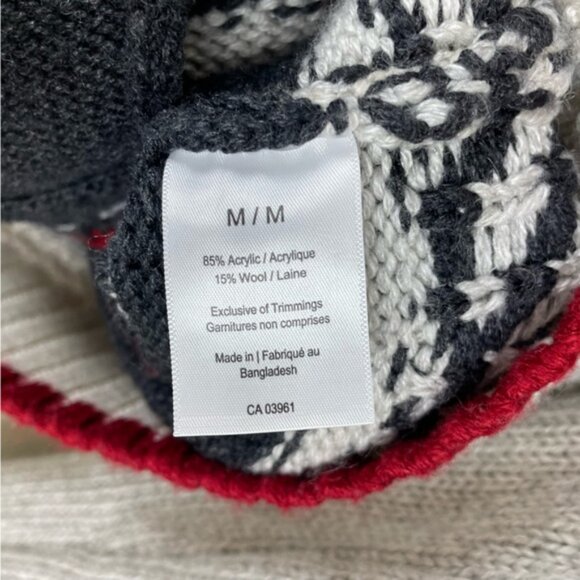 Wind River Deer Wool Blend Cowichan Sweater Size Medium - Picture 6 of 7